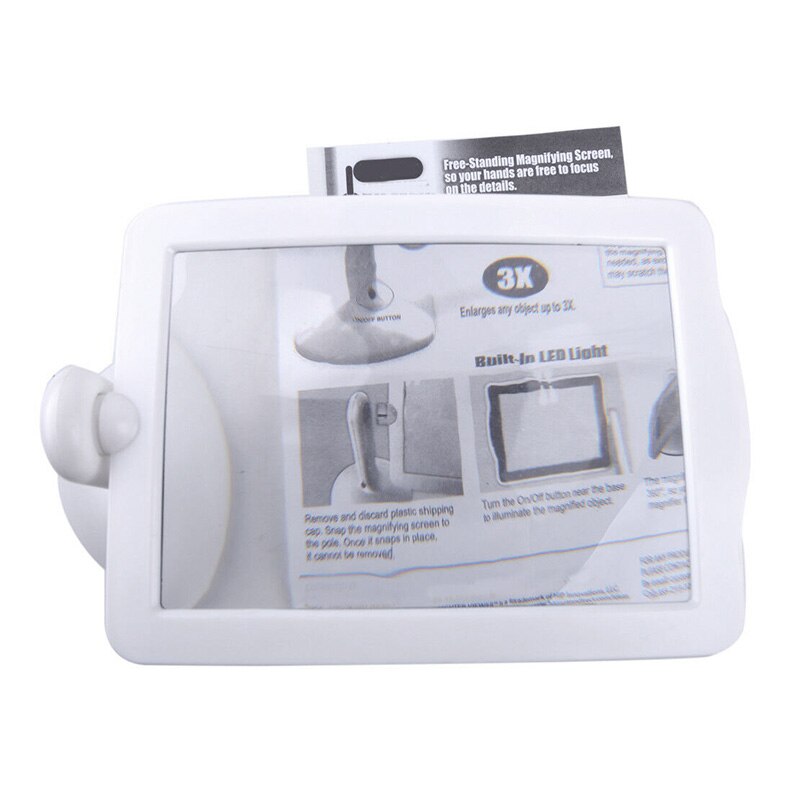 Handsfree 3X Reading Full-page Magnifier 2 LED Magnifying Loupe Glasses Desktop Light --M25