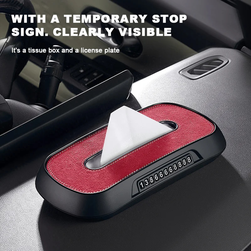 Lederen Auto Tissue Box Telefoonnummer Label Middenconsole Armsteun Servet Box Zonneklep Tissue Box Achterbank Tissue Case Fix Strap