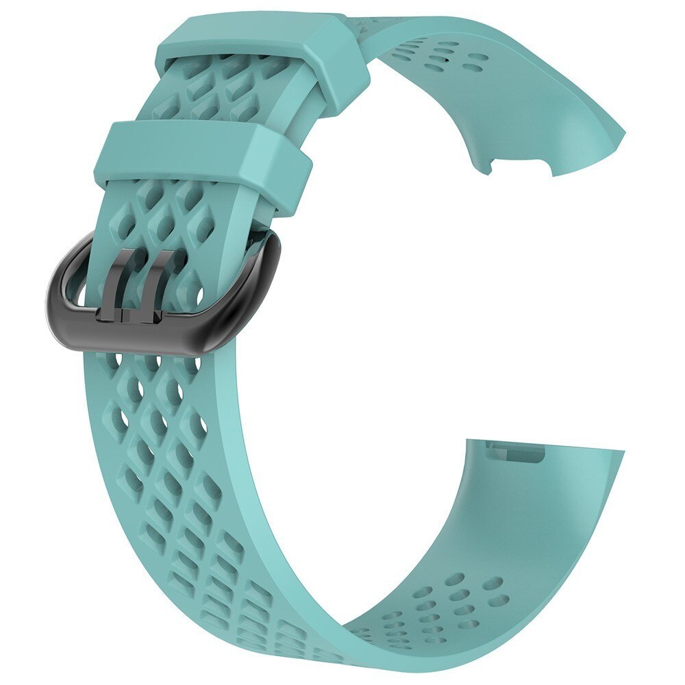 Erstatningsbånd til fitbit charge 3 rem silikonebånd til fitbit charge 4 åndbar urrem til fitbit charge 4/3 bånd: Himmelblå / S (140-180) mm