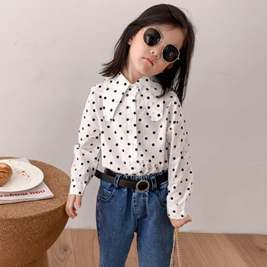 Blusa para niña bebé de lunares, camisas para niña, blusa de estilo informal, ropa para niña, Otoño e Invierno