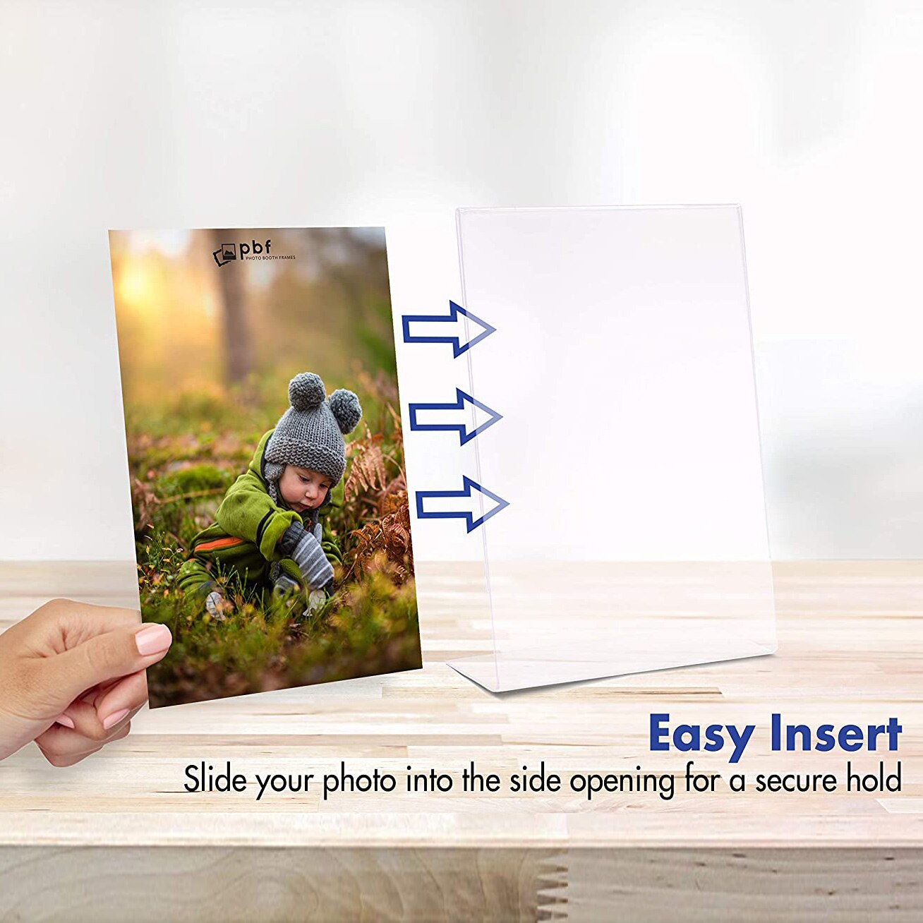 Photo Booth Frames Clear Acrylic Display, Slanted Back Vertical Standing Plastic Picture Or Display Sign Holder With Inserts