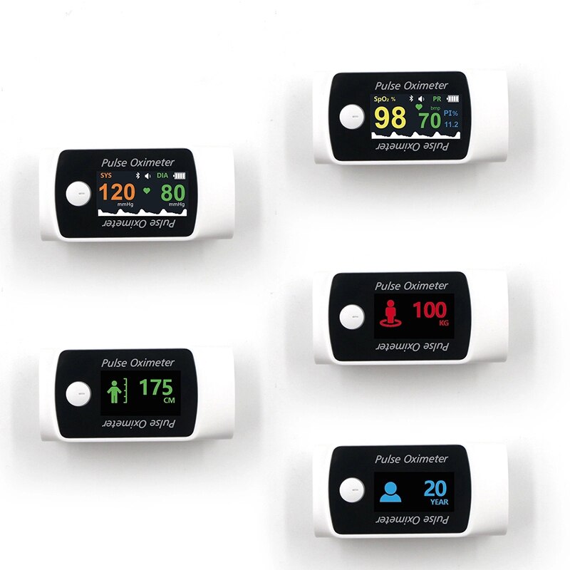 Vingertop Pulsoxymeter Met Bloeddrukmeter Zuurstofverzadigingsbereik Monitor Hartslagmeter Vingertop Bloeddrukmeter