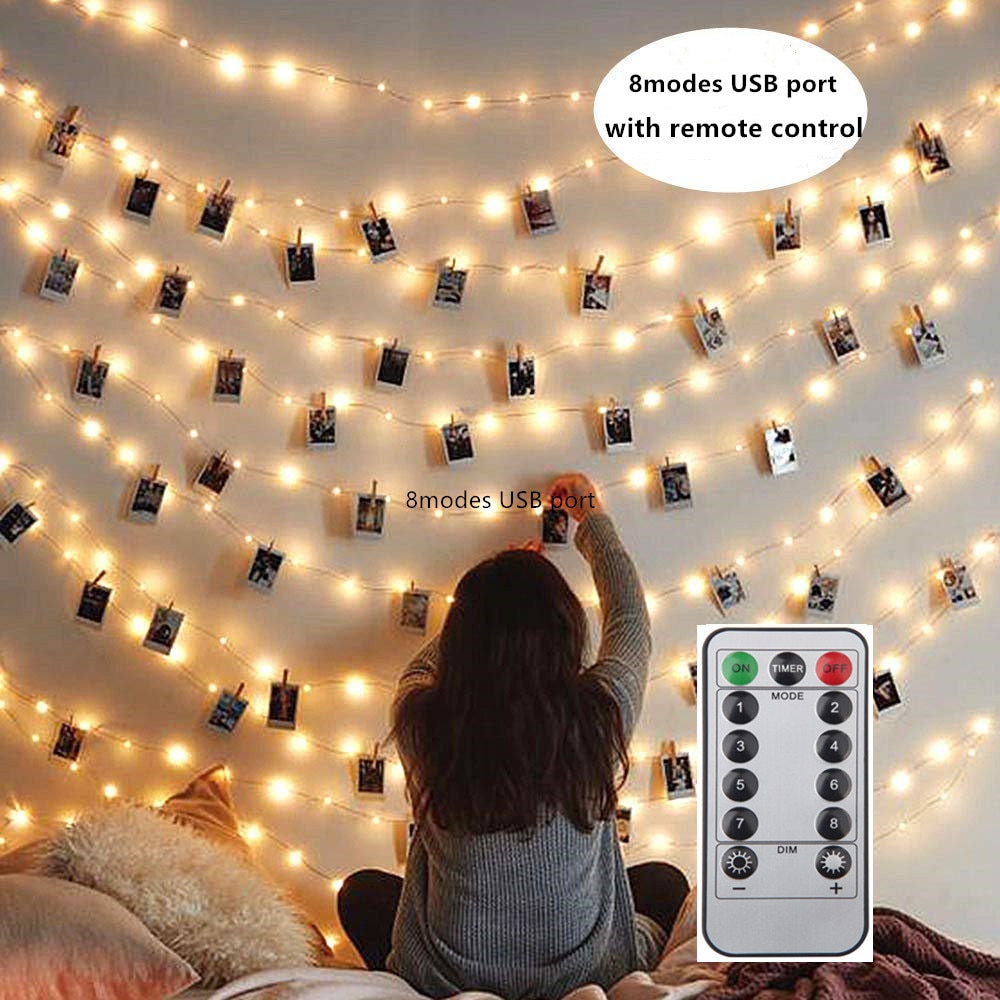 50 fotoklemmer lysslyngeholder innendørs usb lyssnorer til opphenging av bilder bilder kort klipsholder dekorasjon