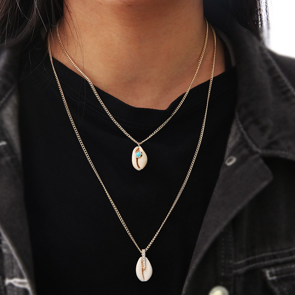 Conch Havaiian Zee Shell Choker Shell Hangers Ketting Strand Vrouwen Natuurlijke Shell Sieraden zwarte Ketting Chokers: XIU34564