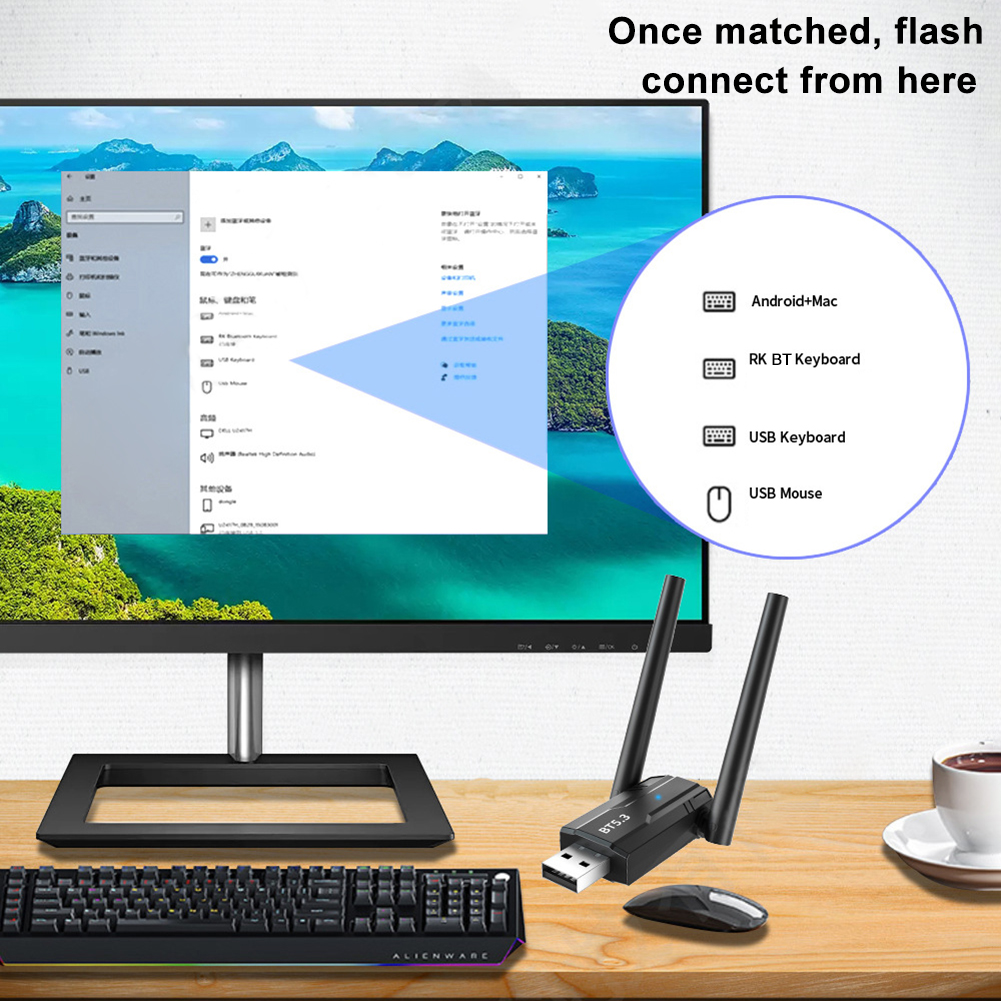 150M Bluetooth 5.3 5.0 Adattatore Driver gratuito USB Bluetooth Dongle Adaptador per PC Windows 11/10/8.1 Mouse Tastiera Ricevitore audio