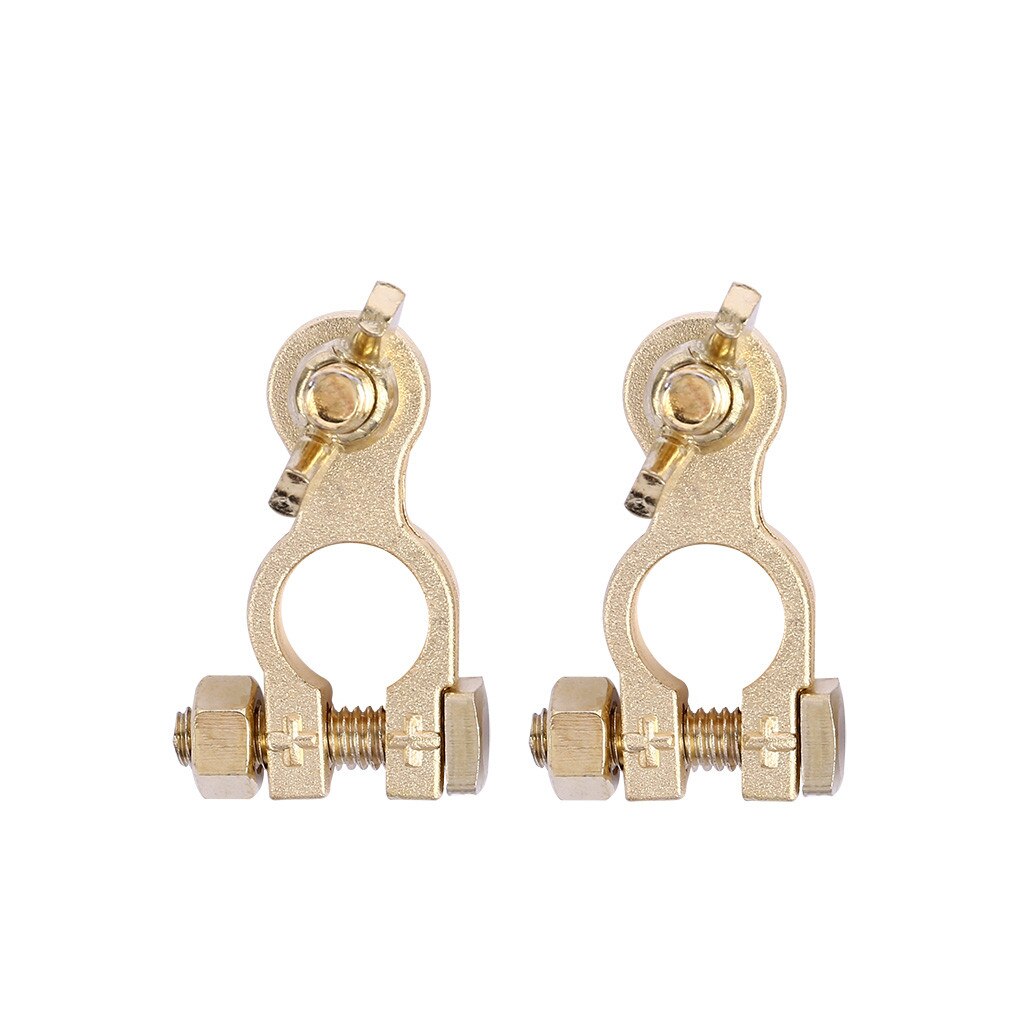 2x Car Positive&Nagative Heavy Duty Battery Terminal Clip Connector Clamp Brass: Default Title