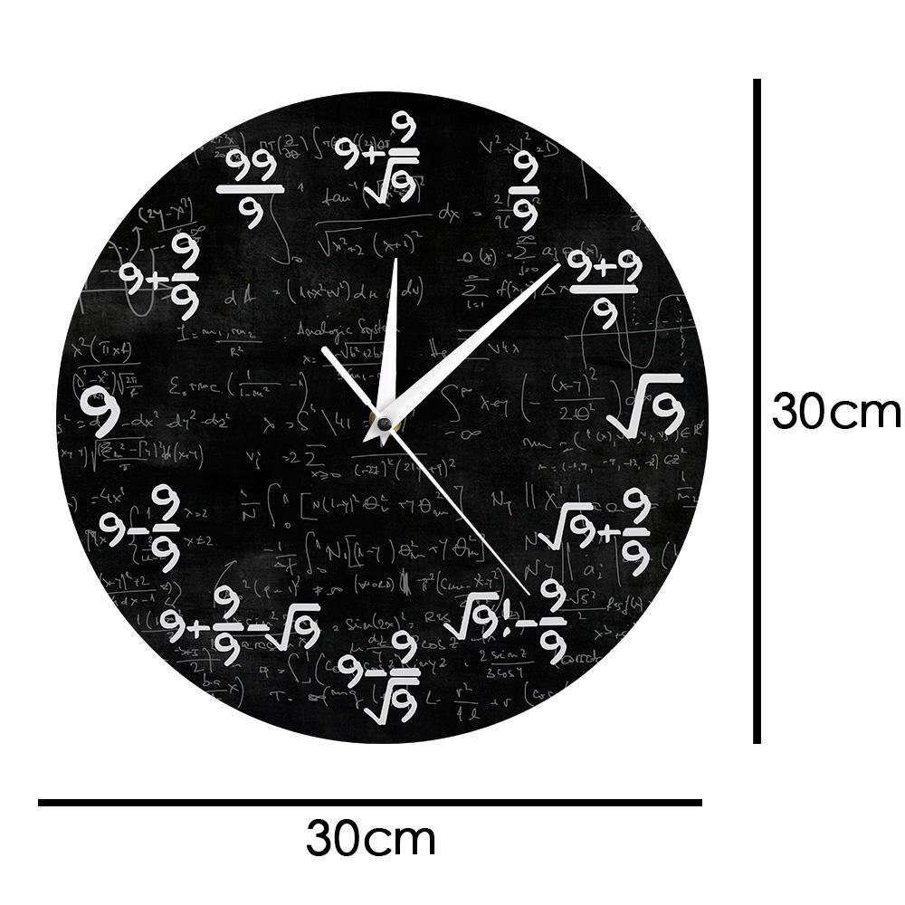 Matematik ligning de ni matematik væg ur uret  of 9s formler moderne væghængende ur matematisk klasseværelse væg kunst indretning