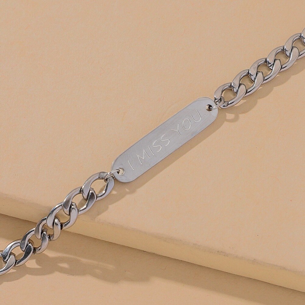 Neue modisch Kubanischen Kette Männer Armbinde Klassische Edelstahl Gravierte ICH Verpassen Sie Kette Armbinde Für Männer Frauen Schmuck