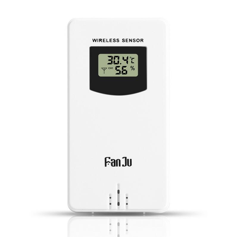Fanju Digitale Draadloze Sensor Wekker Temperatuur Vochtigheid Draadloze Sensor Hygrometer Thermometer Met Weerstation