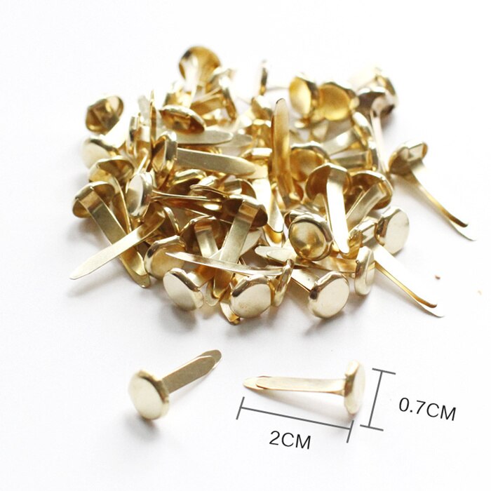 50pc runda metallbrickor scrapbooking dekorativa naglar barn handgjorda gör-det-själv-material utsmyckning fästelement hemhantverksmaterial: Gyllene