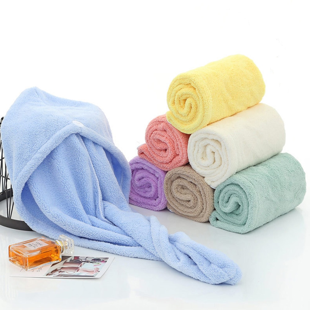 ADOREHOUSE rápido secado de cabello toalla Toalla de microfibra de mujer toalla para niñas rápido seco pelo sombrero cabeza baño herramientas de baño