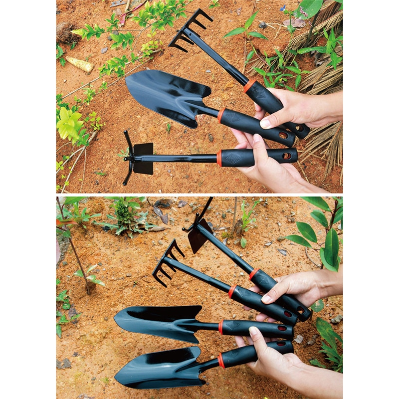 Rastrillo de pala y azadón de acero duradero para transplantar Tenedor de deshierbe manual, herramienta de mano para plantar en jardín