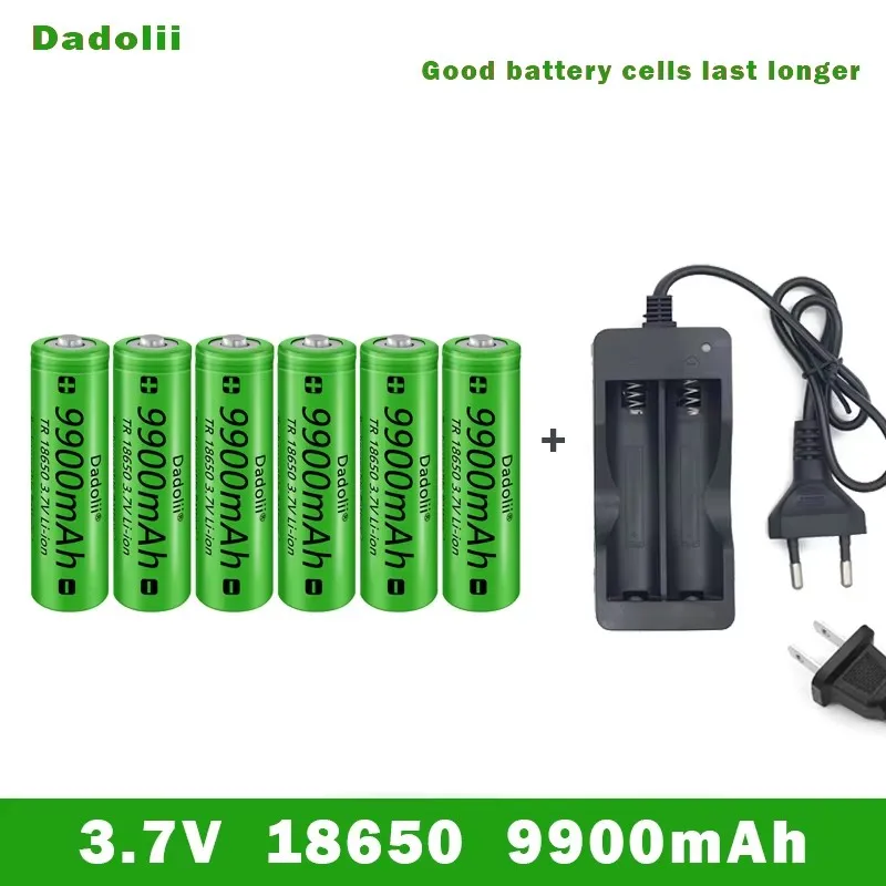 18650 Battery Rechargeable Battery 3.7V 18650 9800mAh Capacity Li-ion Rechargeable Battery For Flashlight Torch Battery+Charger: SKY BLUE