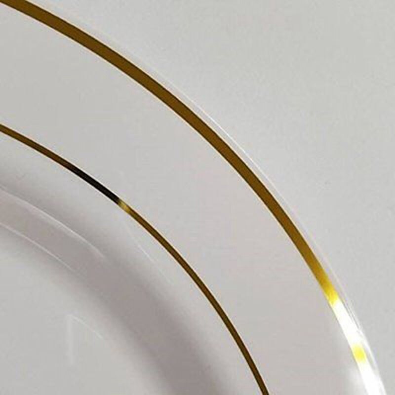 Gold Disposable Plates-Dessert/Appetizer Plates with Gold Rim Real China Look for Weddings, Parties,Catering,Birthday Parties