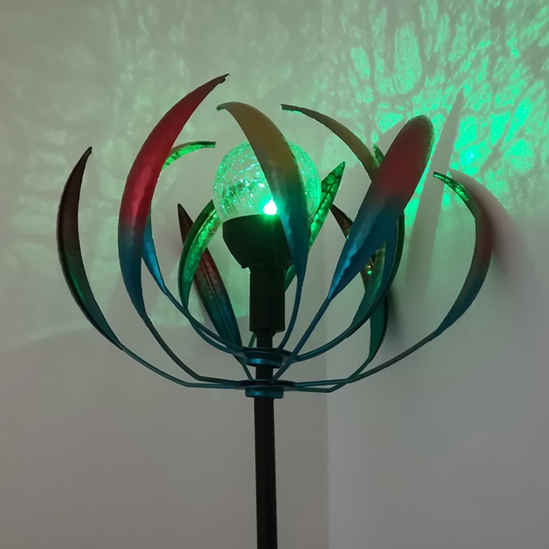 For Outdoor Park Courtyard Garden Grass Lawn Plug-in LED Light Solar Windmill Lawn Garden Decoration Wind Turntable E