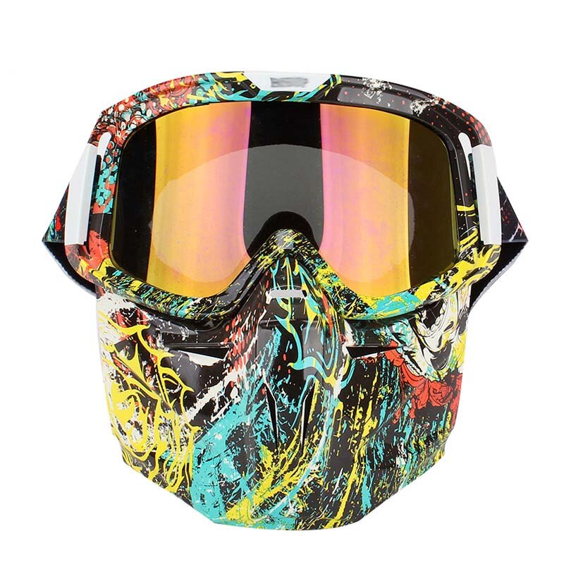 Kleurrijke motorfiets full face masker bril flexibele moto bril skibril gezichtsmasker motocross skibril atv dirt bike utv