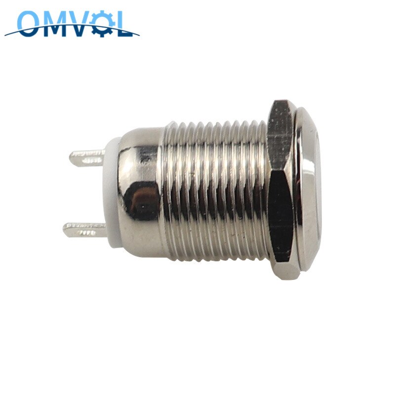 1PC 12mm Waterproof Momentary Round Stainless Steel Metal Push Button Switch Car Start Horn Bell Reset Flat Head &amp; High Head