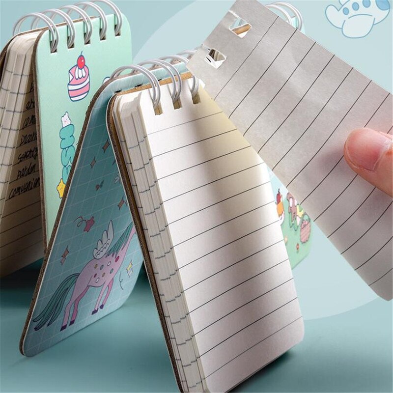 Mini Bloc de notas de bolsillo con tapa para agenda, cuadernos de escritura con espiral abatible, sencilla, original, para oficina y escuela, 4 Uds.