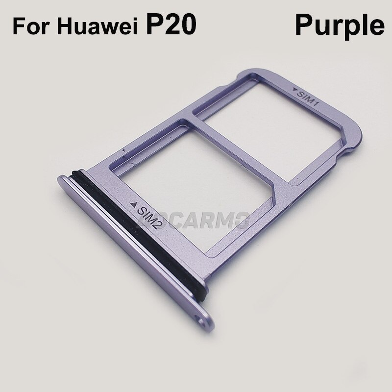 Aocarmo para Huawei P20 para Huawei P20 Pro Nano Metal bandeja de tarjeta Sim MicroSD recambio de soporte de ranura parte: P20-- Purple