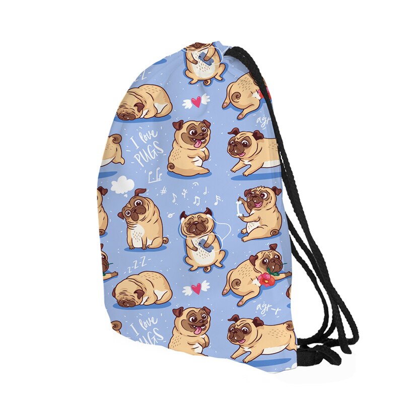 JomTokoy-Mochila con cordón para mujer, morral de viaje con estampado de perro de dibujos animados, suave, con cordón