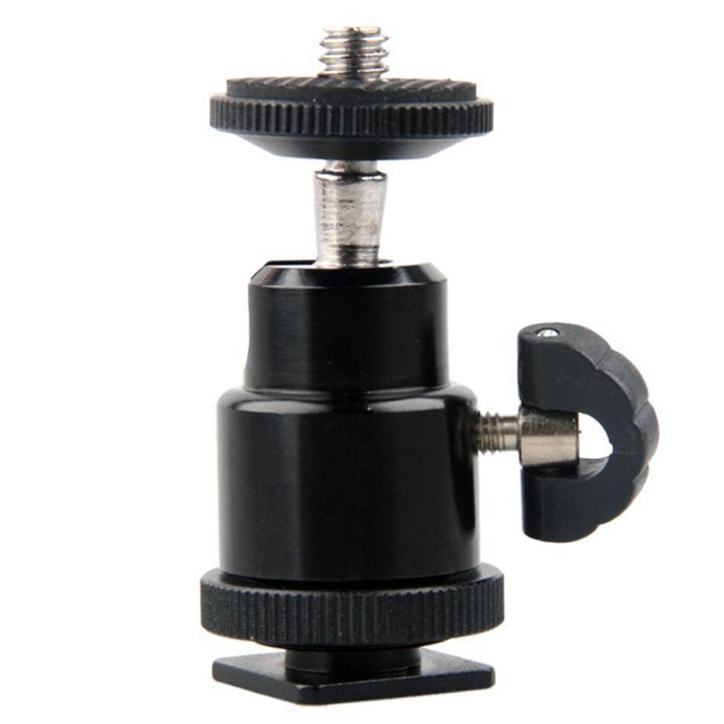 1 Pcs Mini Ball Head 1/4 Inch Mount with Flash Shoe & 2 Pcs Shoe Screw Mount Adapter Dslr Tripod Screw Adapter