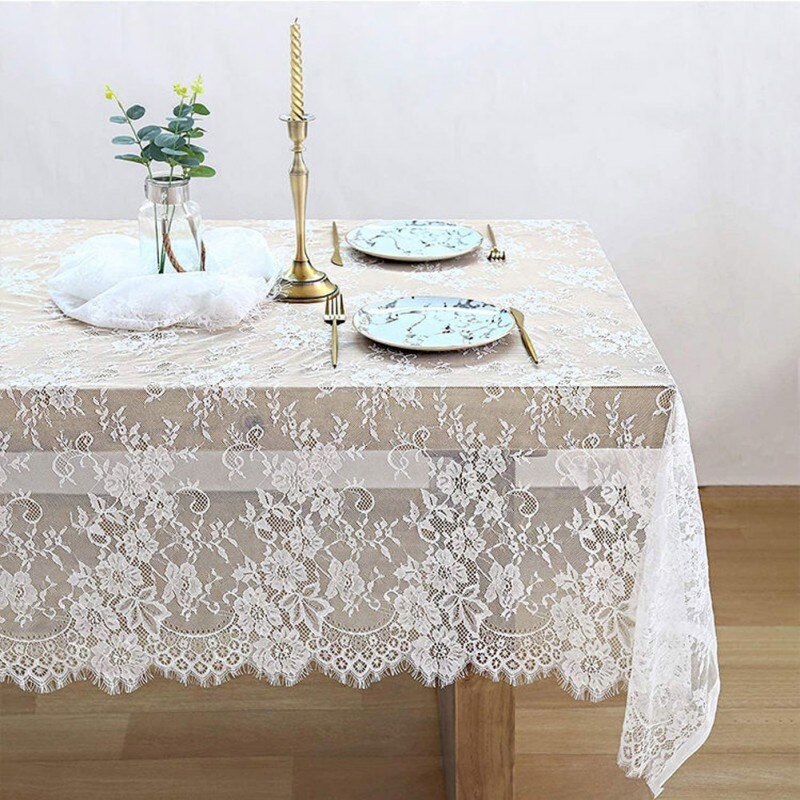 59x118 Inch Classic White Wedding Lace Tablecloth Lace Tablecloth Overlay Vintage Embroidered Overlay Rustic Wedding Reception.