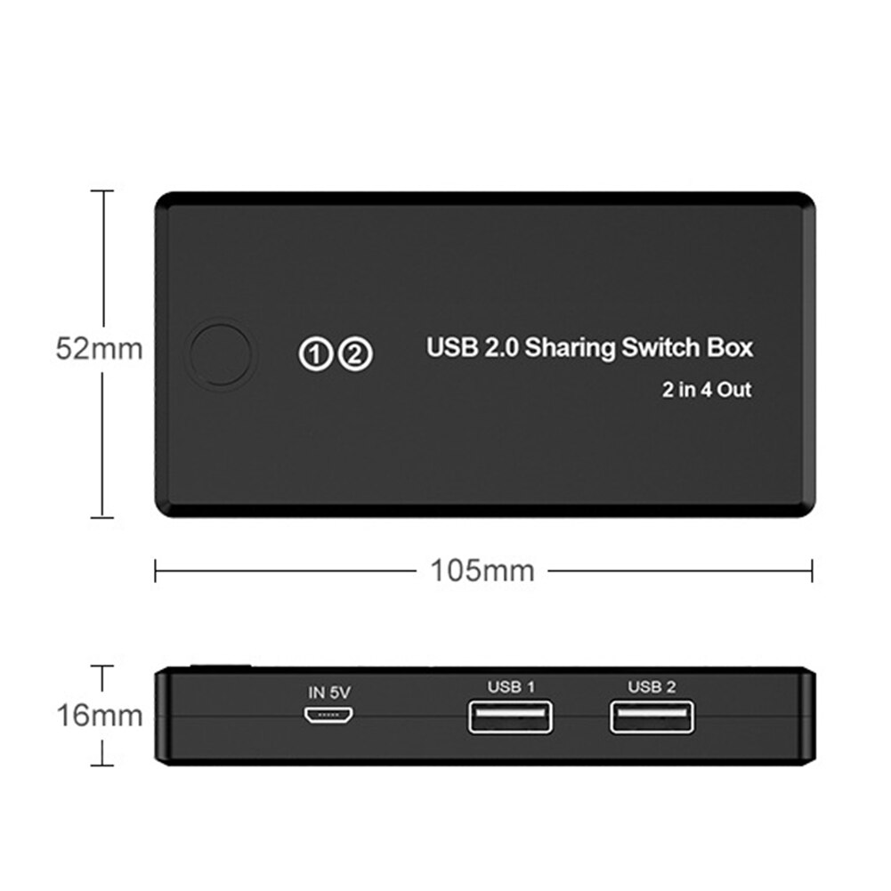 USB KVM Switch 2 in 4 out USB 2.0 Peripheral Sharing Switch VGA Switcher Splitter Box 2 PCs Sharing 4 Devices USB Switch
