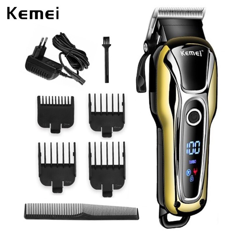 Kemei Trimmer Professionele Tondeuse Haar Snijmachine Tondeuse Elektrische Kapsel Machine Haar Kapper Gereedschap 5: Yellow