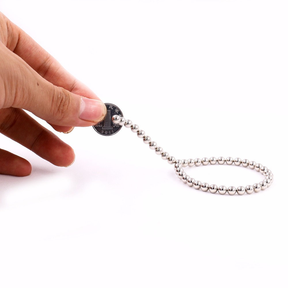 Bracelet magnétique Super fort couleur argent 5MM perles rondes réglables, garder un Bracelet sain pour les femmes et les hommes bijoux