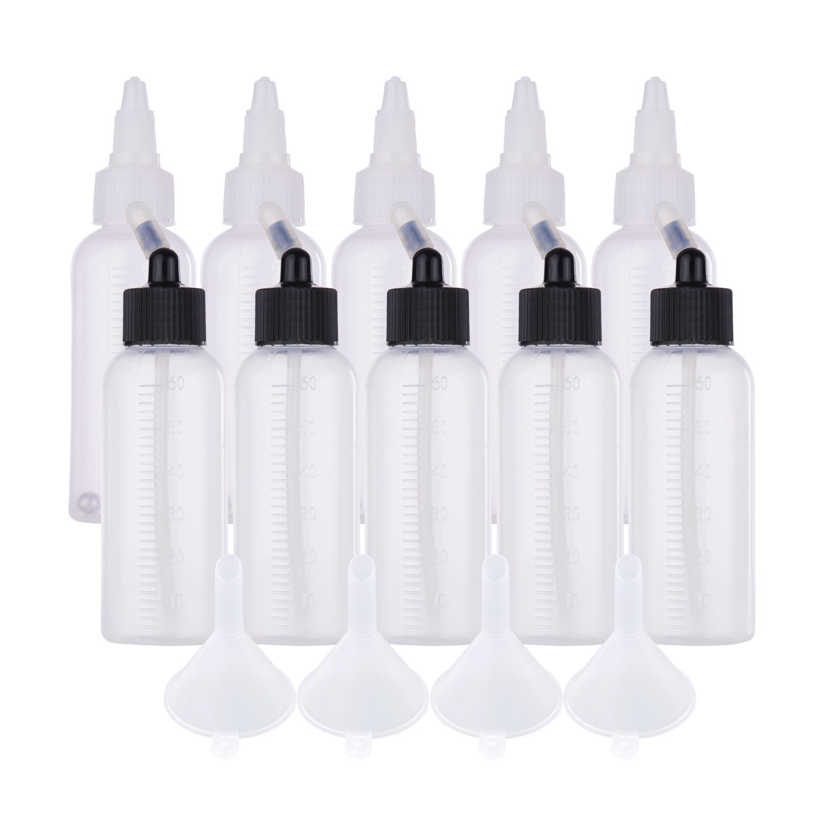 10pcs 65ml Airbrush Paint Bottle and Storage Bottle with 4pcs Funnel Scale Line Compatible with Iwata Badger Paasche Dual Action: Set 3