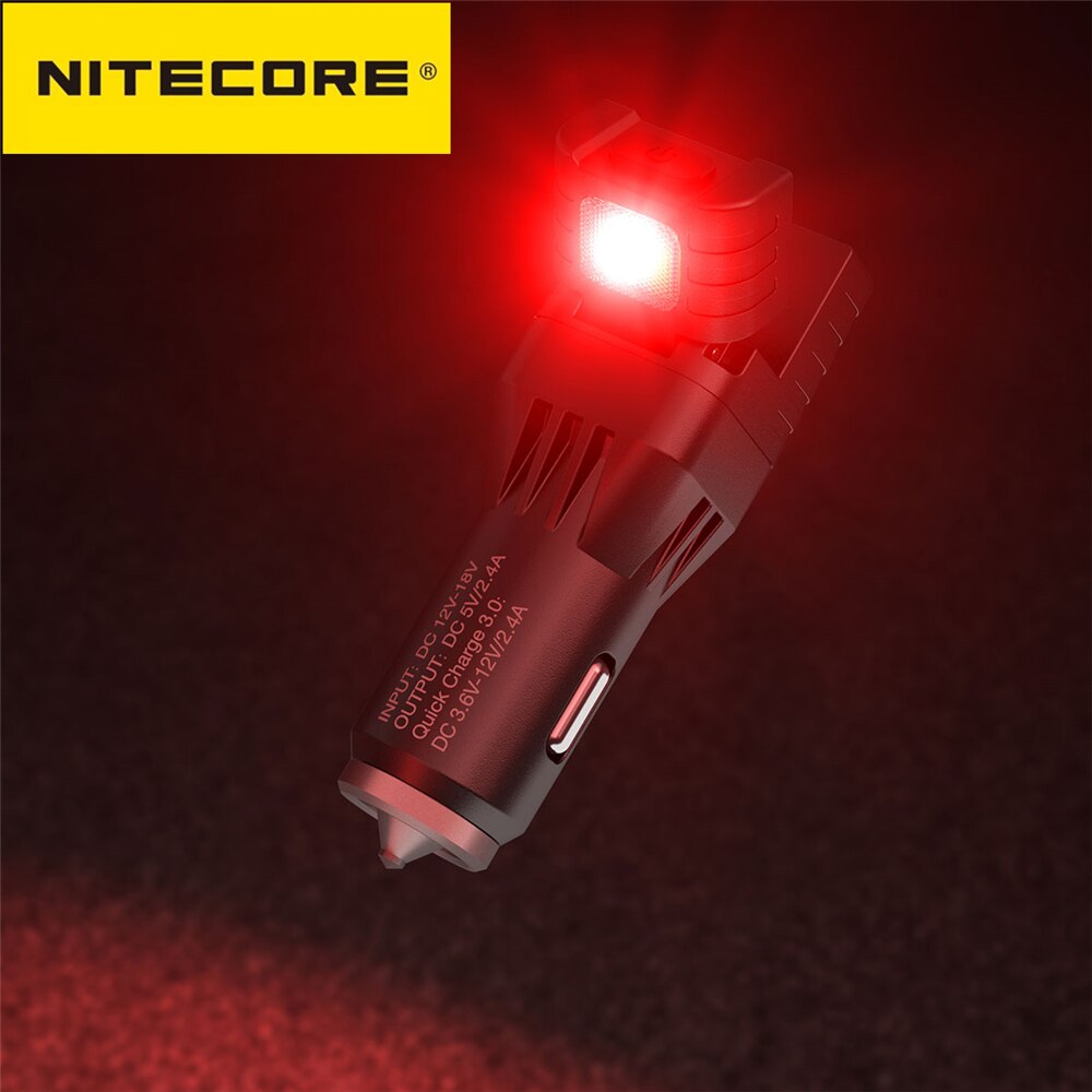 Nitecore VCL10 - Gadget Multifunzione Per Auto Con Rompi Vetro Al Carburo E Caricatore QC Magnetico