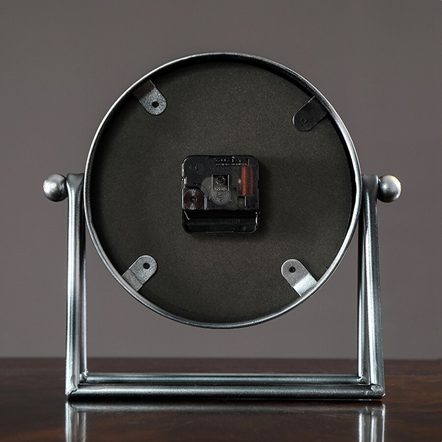 American Retro Desk Clock Living Room Desktop Decoration Desk Clock Metal Ornaments Desk Watch Simple Antique Bedroom Clock