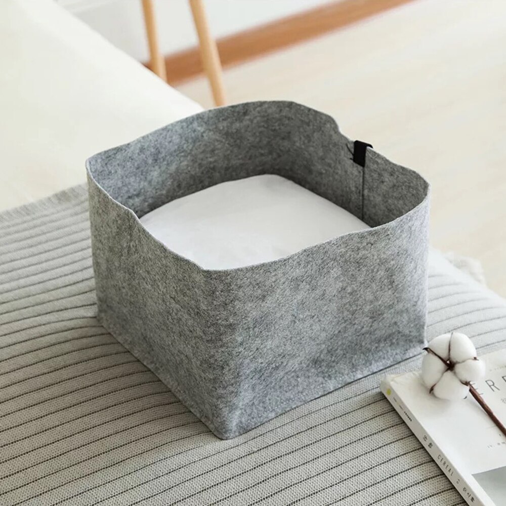 Laundry Basket Rectangular Felt Foldable Storage Basket Toy Book Dirty Clothes Container Desktop Living Room Bathroom Organizer