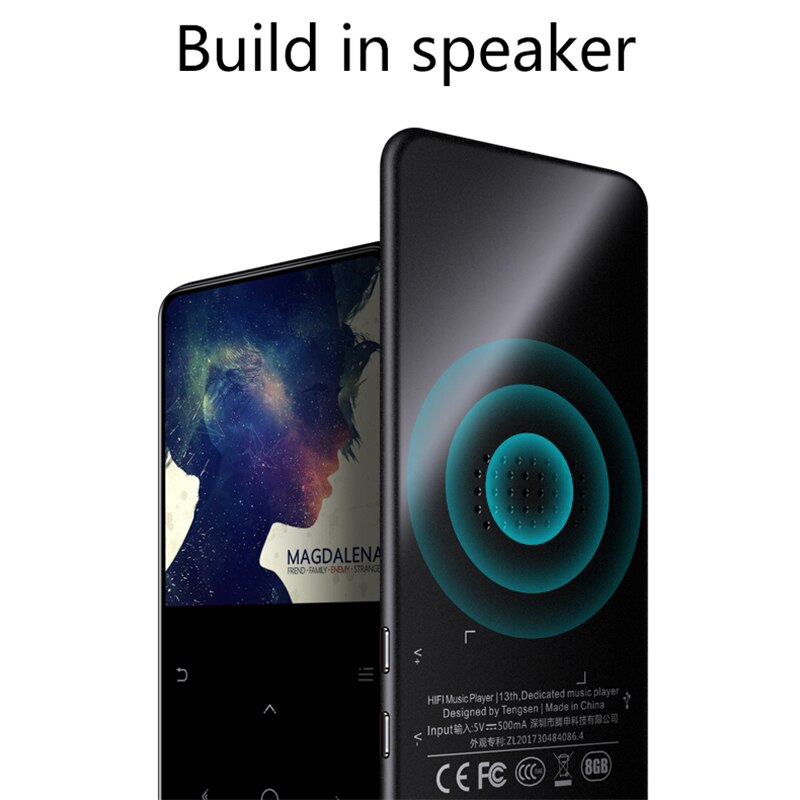 Novo c6 bluetooth5.0 hd mp3 player 2.4 polegada bulit-in alto-falante com rádio fm gravação de vídeo portátil magro som lossless walkman