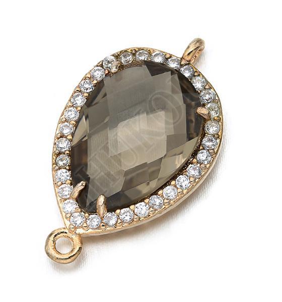 14*23mm Messing Zirconia Waterdruppels vorm Connectors DIY Sieraden Bevindingen Maken, Gat: 1.0mm Model: VS297: green