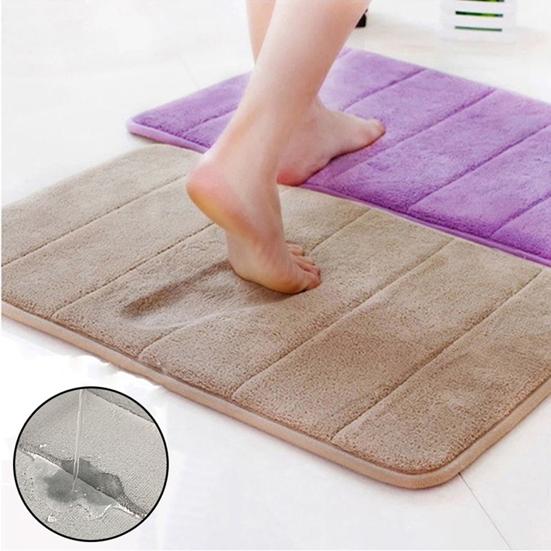 Badmat Coral Fleece Badkamer Tapijt Wateropname Non-Slip Memory Foam Absorberende Imitatie Konijnenbont Vloer Mat