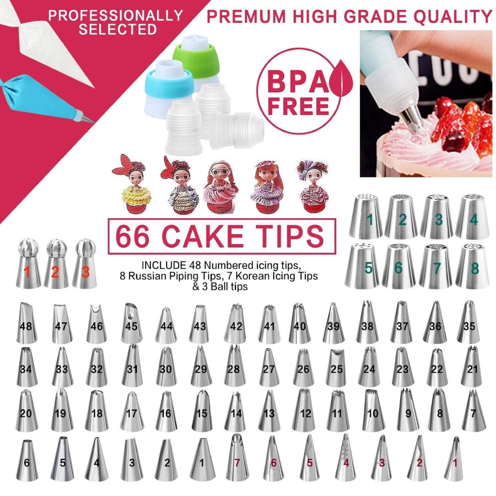 240pcs Decorating Nozzle Set Cake Tools Cake Decoration Kitchen DIY Icing Piping Cream Reusable Kit Baking Tools Cake Tools Set