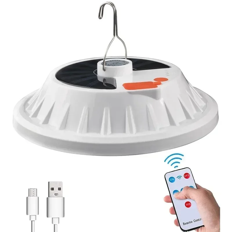 30W LED Solar Camping Lamp USB Charge Afstandsbediening Lantaarn Draagbare noodgeval voor avondmarkt Outdoor Garden Yard Light