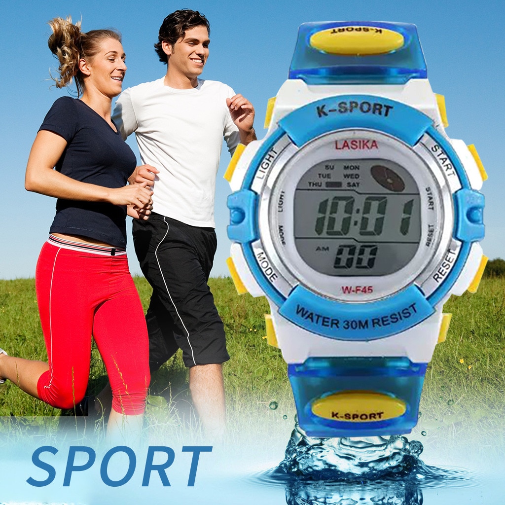 Kinderhorloges 30m waterdicht 4 kleuren beschikbaar kinderen led digitaal sporthorloge duurzaam jongen meisje comfortabele outdoor horloges
