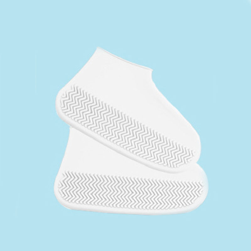 Couvre-chaussures classique en Silicone, couvre-chaussures imperméables réutilisables, antidérapantes, épaisses, protection pour chaussures d'extérieur, pour femmes et hommes: WHITE / S