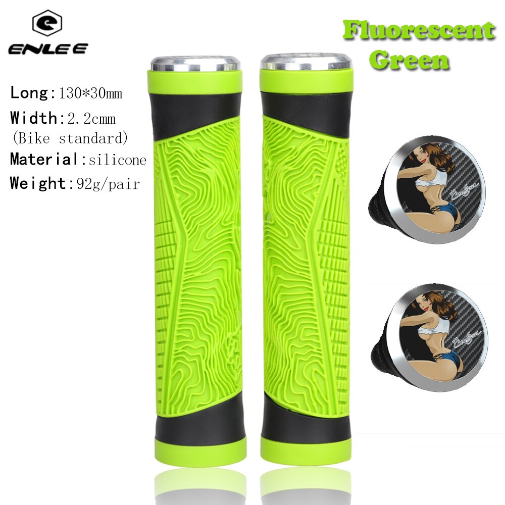 Ultralette mtb sykkelgrep antiskli silikon sykkelstyre håndtak med plugger 5 stiler valgfritt støtsikkert sykkeltilbehør: Grønt et par