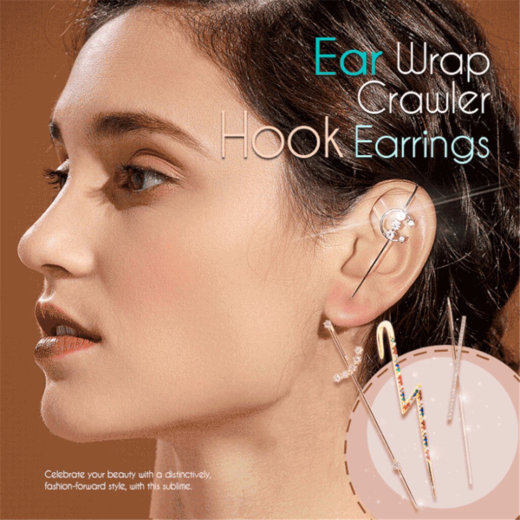 Women Eareings Ear Wrap Crawler Hook Earrings Pearl Bead Stud Earrings Sets For Women Girl Jewelry