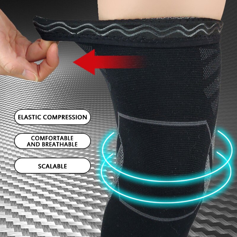 Anti-Slip lengthen Knee Pad Long Leg Sleeve Bandage Compression Knee Brace Elastic Knee Protector Sports Warmth Leg Support