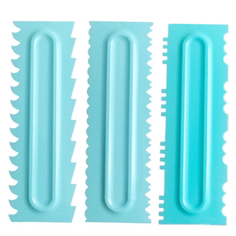 Cake Scraper Plastic - 3PCS Cake Decorating Comb Smoother, Fondant Cake Pattern: D