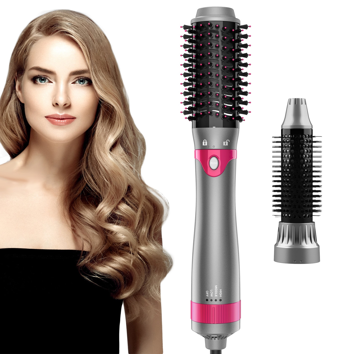 Hair Dryer and Volumizer for Women One Step Air Brush Hair Straightener Curler Comb Styler Salon TooI Blow Dryer Brush