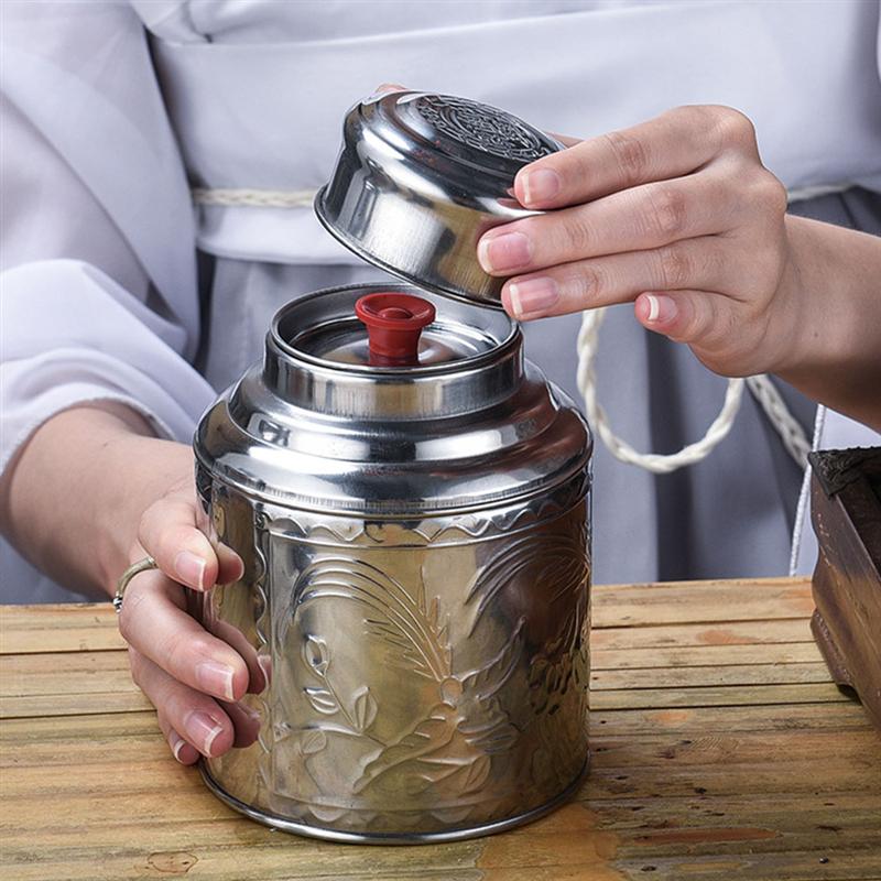 Stainless Steel Tea Canister Airtight Sealed Storage Jar Vacuum Grain Cereals Can Coffee Flour Milk Powder Sugar Tea Container