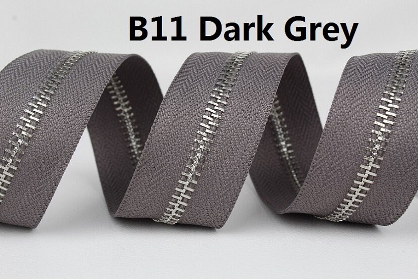 5 # zilver metalen rits enkele open-end grijs donker grijs navy blauw metalen rits roll high grade: B11 Dark Grey