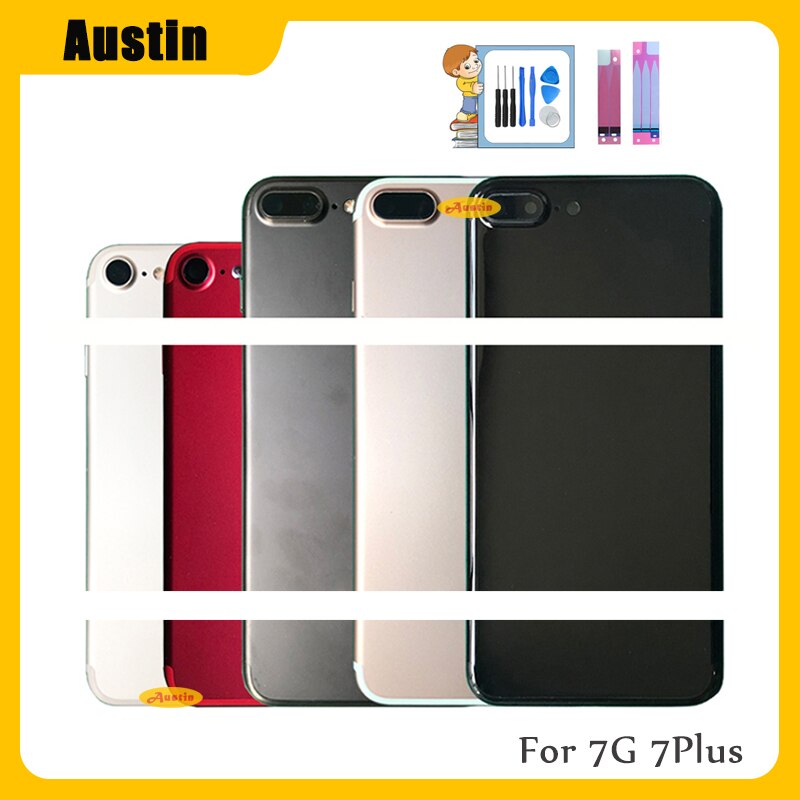 Caso da carcaça para o iphone 7/7g/7plus bateria capa meio quadro substituição volta habitação para iphone 7 mais bateria caso