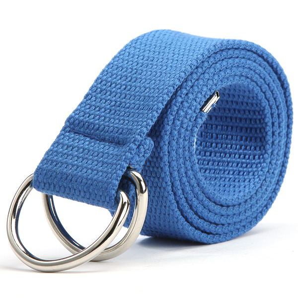 Trendy Mode Riem 10 Kleur Dames heren Canvas Dubbele Ring Gesp Casual Wilde Geweven Riem: Blauw