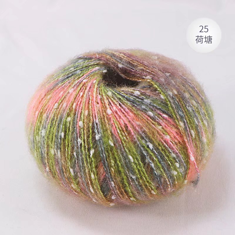 50g/roll Snow Point Mohair Cashmere Knitting Yarn Sequin Wool Mohair Yarn Line Baby Scarf Hat Doll Soft Line Crochet Yarn Thread